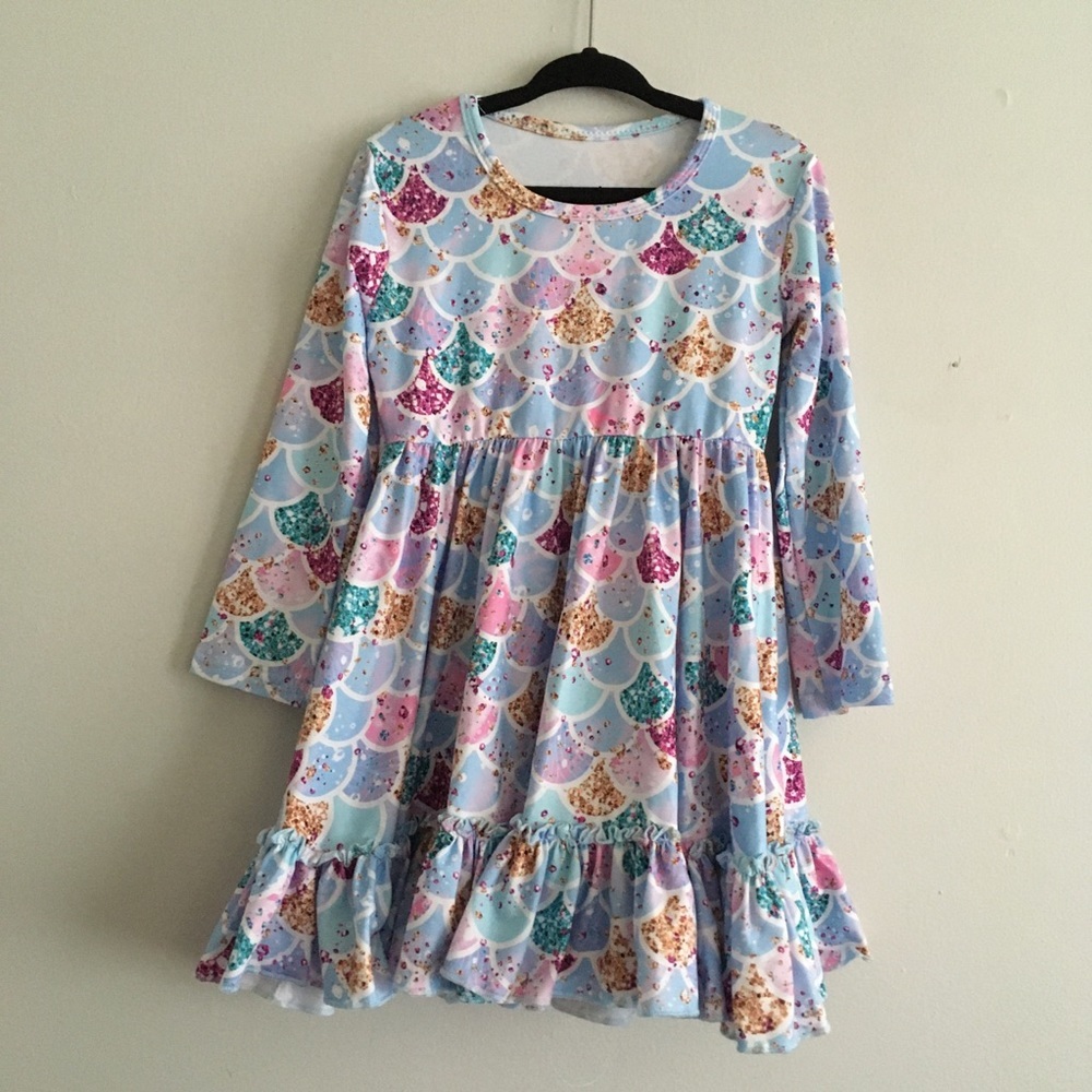 Boutique mermaid scale twirl dress